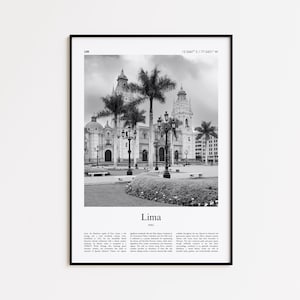 Impressão em preto e branco de Lima, pôster fotográfico de Lima, pôster de viagem de Lima para presente, impressão de arte de parede do Peru, impressão minimalista para decoração de casa