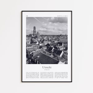 Utrecht Black and White Print, Utrecht Photo Poster, Utrecht Travel Poster Gift, Netherlands Wall Art Print, Minimal Home Decor Print