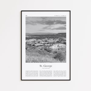 St. George Black and White Print, St. George Photo Poster, St. George Travel Poster Gift, Utah, United States, USA Wall Art Print