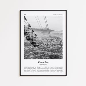 Grenoble Black and White Print, Grenoble Photo Poster, Grenoble Travel Poster Gift, Rhône-Alpes, France Wall Art Print, Modern Travel Print