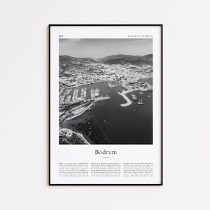 Bodrum Black and White Print, Bodrum Photo Poster, Bodrum Travel Poster Gift, Turkey Wall Art Print, Minimal Home Decor Print