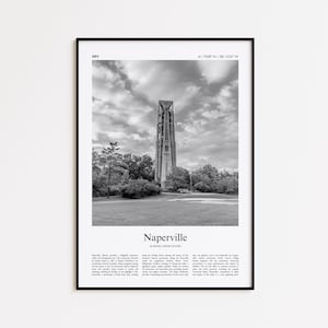 Naperville Black and White Print, Naperville Photo Poster, Naperville Travel Poster Gift, Illinois, United States, USA Wall Art Print