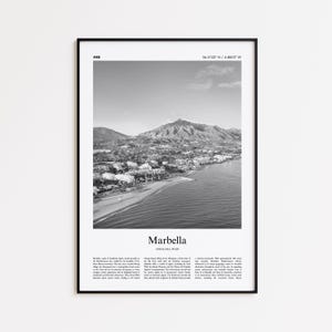 Marbella Black and White Print, Marbella Photo Poster, Marbella Travel Poster Gift, Andalusia, Spain Wall Art Print, Modern Travel Print