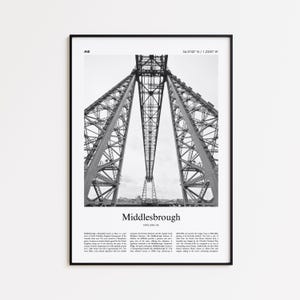 Middlesbrough Black and White Print, Middlesbrough Photo Poster, Middlesbrough Travel Poster Gift, United Kingdom Wall Art Print