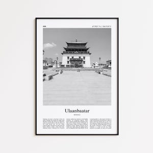 Ulaanbaatar Black and White Print, Ulaanbaatar Photo Poster, Ulaanbaatar Travel Poster Gift, Mongolia Wall Art Print, Modern Travel Print