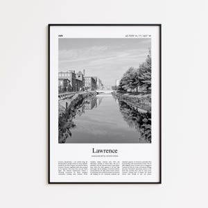 Lawrence Black and White Print, Lawrence Photo Poster, Lawrence Travel Poster Gift, Massachusetts, United States, USA Wall Art Print