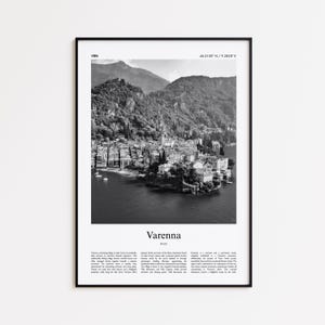 Varenna Black and White Print, Varenna Photo Poster, Varenna Travel Poster Gift, Italy Wall Art Print, Minimal Home Decor Print