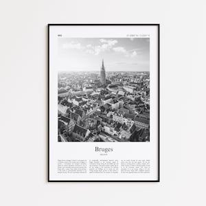 Bruges Black and White Print, Bruges Photo Poster, Bruges Travel Poster Gift, Belgium Wall Art Print, Minimal Home Decor Print
