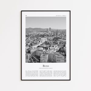 Bonn Black and White Print, Bonn Photo Poster, Bonn Travel Poster Gift, North Rhine-Westphalia, Germany Wall Art Print, Modern Travel Print