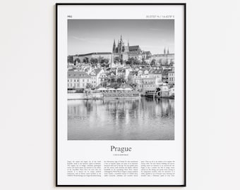 Prague Black and White Print, Prague Photo Poster, Prague Travel Poster Gift, Czech Republic Wall Art Print, Minimal Home Decor Print