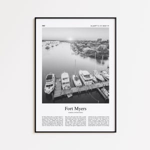 Fort Myers Black and White Print, Fort Myers Photo Poster, Fort Myers Travel Poster Gift, Florida, United States, USA Wall Art Print