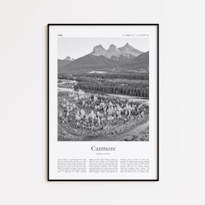 Canmore Black and White Print, Canmore Photo Poster, Canmore Travel Poster Gift, Alberta, Canada Wall Art Print, Minimal Home Decor Print