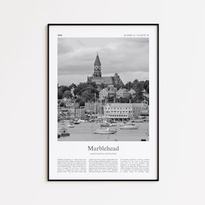 Marblehead Black and White Print, Marblehead Photo Poster, Marblehead Travel Poster Gift, Massachusetts, United States, USA Wall Art Print