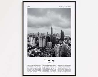 Nanjing Black and White Print, Nanjing Photo Poster, Nanjing Travel Poster Gift, China Wall Art Print, Minimal Home Decor Print