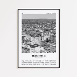 Harrisonburg Black and White Print, Harrisonburg Photo Poster, Harrisonburg Travel Poster Gift, Virginia, United States, USA Wall Art Print