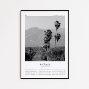 Redlands Black and White Print, Redlands Photo Poster, Redlands Travel Poster Gift, California, United States, USA Wall Art Print