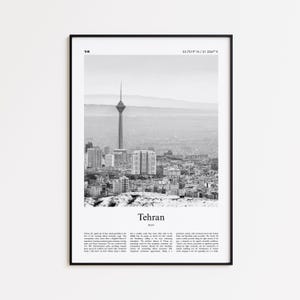 Tehran Black and White Print, Tehran Photo Poster, Tehran Travel Poster Gift, Iran Wall Art Print, Minimal Home Decor Print