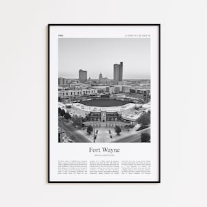 Fort Wayne Black and White Print, Fort Wayne Photo Poster, Fort Wayne Travel Poster Gift, Indiana, United States, USA Wall Art Print
