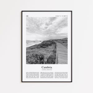 Cambria Black and White Print, Cambria Photo Poster, Cambria Travel Poster Gift, California, United States, USA Wall Art Print