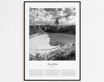 Arecibo Black and White Print, Arecibo Photo Poster, Arecibo Travel Poster Gift, Puerto Rico Wall Art Print, Minimal Home Decor Print