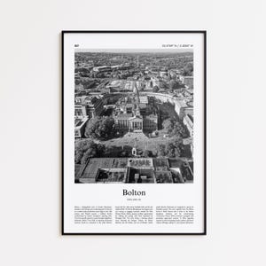 Bolton Black and White Print, Bolton Photo Poster, Bolton Travel Poster Gift, United Kingdom Wall Art Print, Minimal Home Decor Print