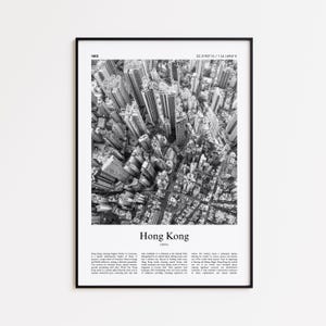 Hong Kong Black and White Print, Hong Kong Photo Poster, Hong Kong Travel Poster Gift, China Wall Art Print, Minimal Home Decor Print