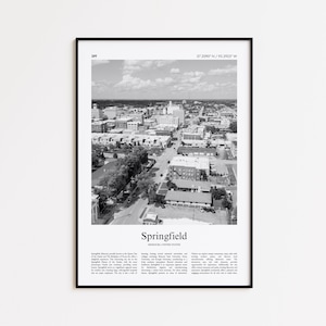 Springfield Black and White Print, Springfield Photo Poster, Springfield Travel Poster Gift, Missouri, United States, USA Wall Art Print