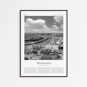 Morgantown Black and White Print, Morgantown Photo Poster, Morgantown Travel Poster Gift, West Virginia, United States, USA Wall Art Print