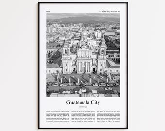 Guatemala City Black and White Print, Guatemala City Photo Poster, Guatemala City Travel Poster Gift, Guatemala Wall Art Print