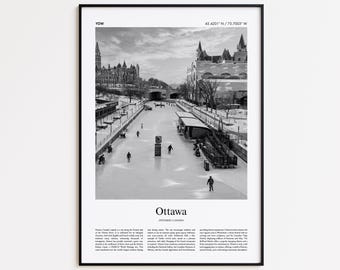 Ottawa Black and White Print, Ottawa Photo Poster, Ottawa Travel Poster Gift, Ontario, Canada Wall Art Print, Minimal Home Decor Print