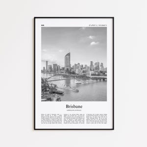 Brisbane Black and White Print, Brisbane Photo Poster, Brisbane Travel Poster Gift, Queensland, Australia Wall Art Print, Home Decor Gift