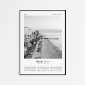 Myrtle Beach Black and White Print, Myrtle Beach Photo Poster, Myrtle Beach Travel Poster Gift, South Carolina, United States, USA