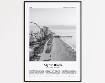 Myrtle Beach Black and White Print, Myrtle Beach Photo Poster, Myrtle Beach Travel Poster Gift, South Carolina, United States, USA