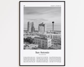 San Antonio Black and White Print, San Antonio Photo Poster, San Antonio Travel Poster Gift, Texas, United States, USA Wall Art Print
