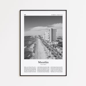 Mazatlán Black and White Print, Mazatlán Photo Poster, Mazatlan Travel Poster Gift, Sinaloa, Mexico Wall Art Print, Minimal Home Decor Print