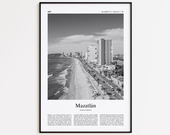 Mazatlán Black and White Print, Mazatlán Photo Poster, Mazatlan Travel Poster Gift, Sinaloa, Mexico Wall Art Print, Minimal Home Decor Print