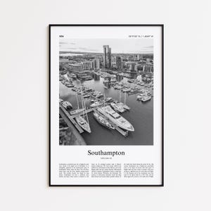 Southampton Black and White Print, Southampton Photo Poster, Southampton Travel Poster Gift, England UK Wall Art Print, Modern Travel Print