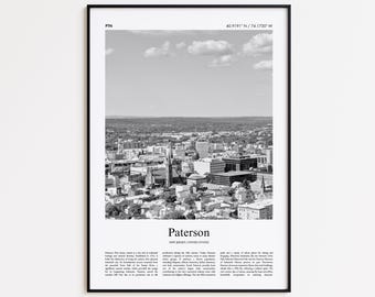 Paterson Black and White Print, Paterson Photo Poster, Paterson Travel Poster Gift, New Jersey, United States, USA Wall Art Print