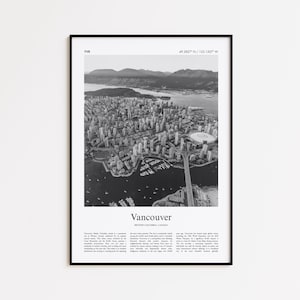 Vancouver Black and White Print, Vancouver Photo Poster, Vancouver Travel Poster Gift, British Columbia, Canada Wall Art Print