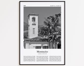 Montecito Black and White Print, Montecito Photo Poster, Montecito Travel Poster Gift, California, United States, USA Wall Art Print