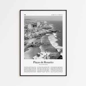 Playas de Rosarito Black and White Print, Playas de Rosarito Photo Poster, Playas de Rosarito Travel Poster Gift, Baja California, Mexico