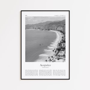 Acapulco Schwarzweiß Druck, Acapulco Foto Poster, Acapulco Reise Poster Geschenk, Guerrero, Mexiko Wand Kunst, Moderne Reise Print