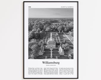 Williamsburg Black and White Print, Williamsburg Photo Poster, Williamsburg Travel Poster Gift, Virginia, United States, USA Wall Art Print