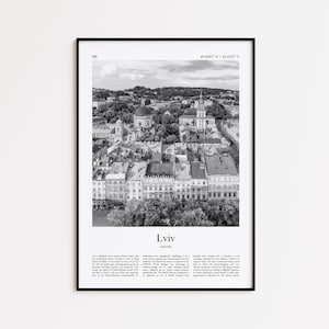 Lviv zwart-wit print, Lviv fotoposter, Lviv reisposter cadeau, Oekraïne Wall Art Print, Minimal Home Decor Print