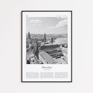 Dresden Black and White Print, Dresden Photo Poster, Dresden Travel Poster Gift, Saxony, Germany Wall Art Print, Minimal Home Decor Print