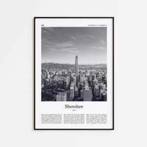 Shenzhen Black and White Print, Shenzhen Photo Poster, Shenzhen Travel Poster Gift, China Wall Art Print, Minimal Home Decor Print