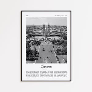 Zapopan Black and White Print, Zapopan Photo Poster, Zapopan Travel Poster Gift, Jalisco, Mexico Wall Art Print, Minimal Home Decor Print