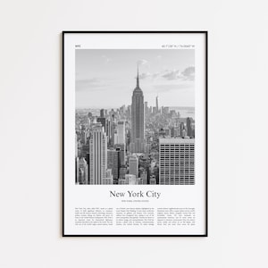 New York City Black and White Print, New York City Photo Poster, New York City Travel Poster Gift, New York, United States, USA