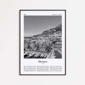 Monaco Black and White Print, Monaco Photo Poster, Monaco Travel Poster Gift, Wall Art Print, Minimal Home Decor Print