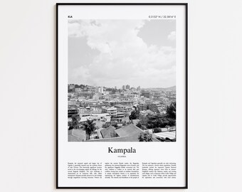 Kampala Black and White Print, Kampala Photo Poster, Kampala Travel Poster Gift, Uganda Wall Art Print, Minimal Home Decor Print